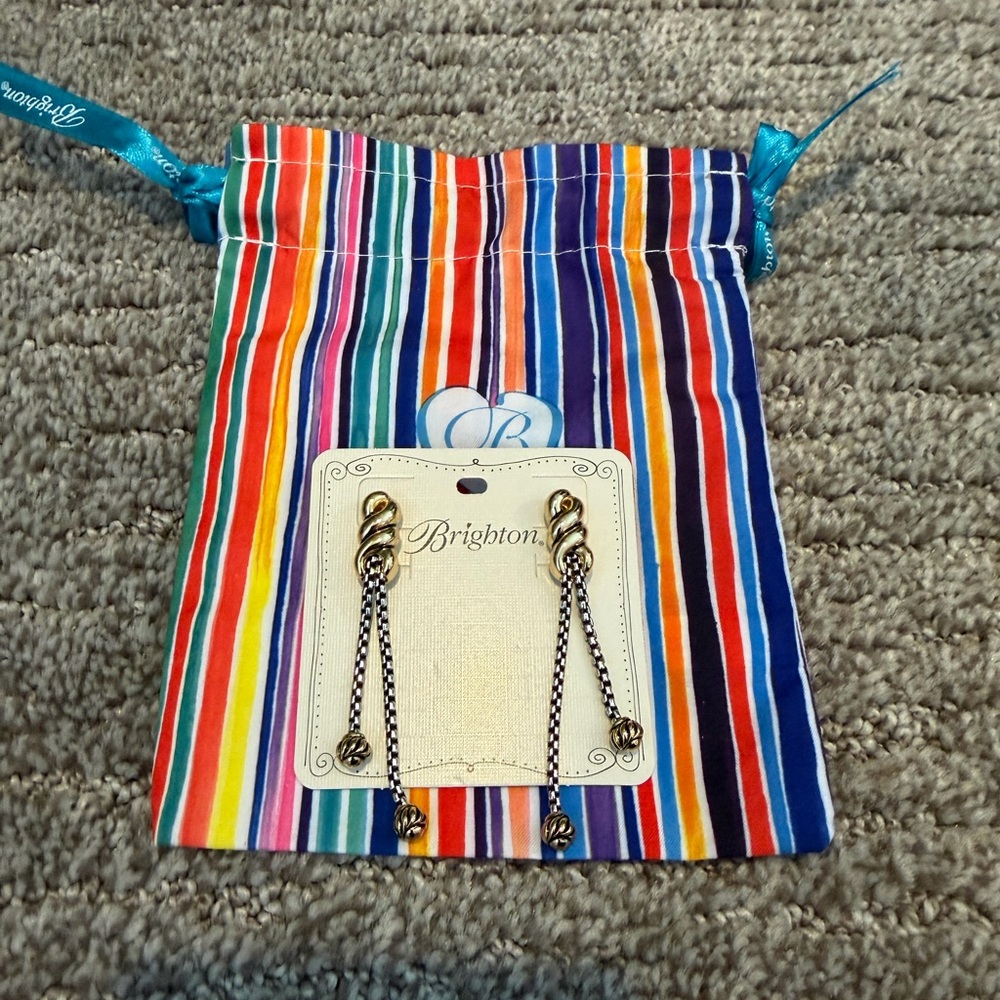 NWT Brighton Two Tone Interlok Twist Drop Earrings